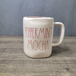 Rae Dunn Artisan‎ Collection Farmhouse White Red Peppermint Mocha Christmas Mug